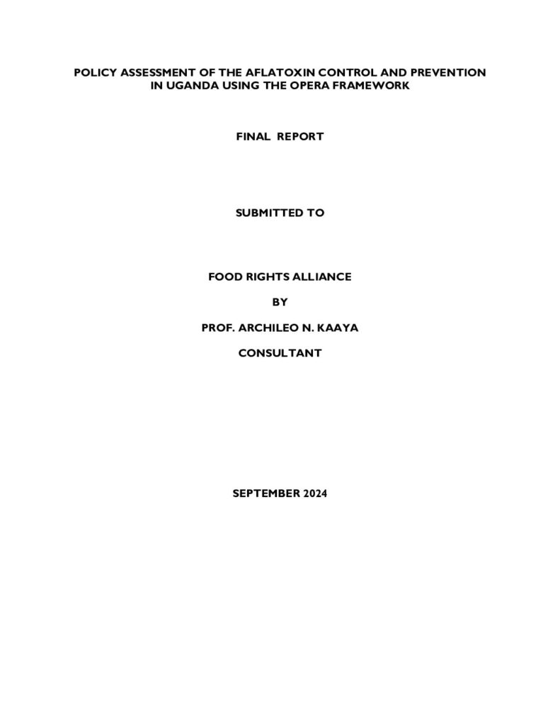 thumbnail of FINAL POLICY REPORT OF ASSESSMENT OF AFLATOXIN USING THE OPERA FRAMEWORK